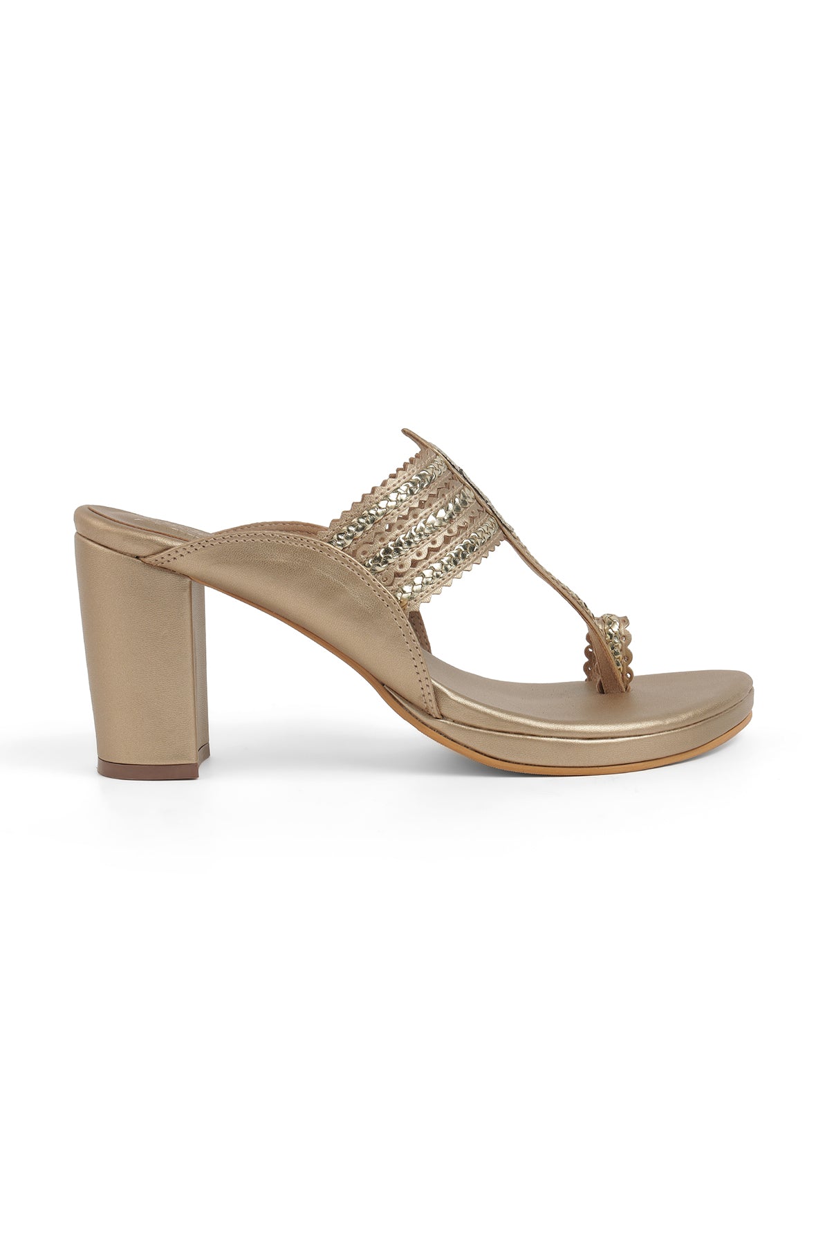Classic High K Block Heel Champagne