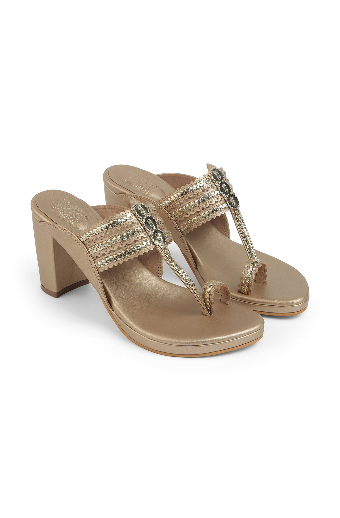 Classic High K Block Heel Champagne
