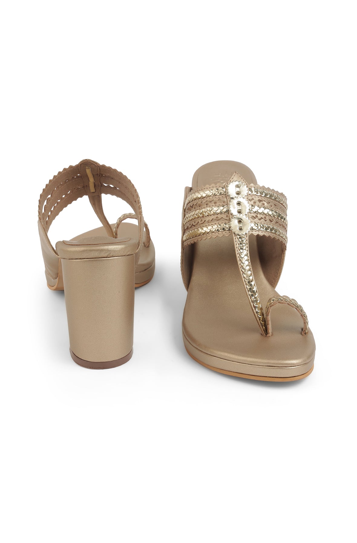 Classic High K Block Heel Champagne