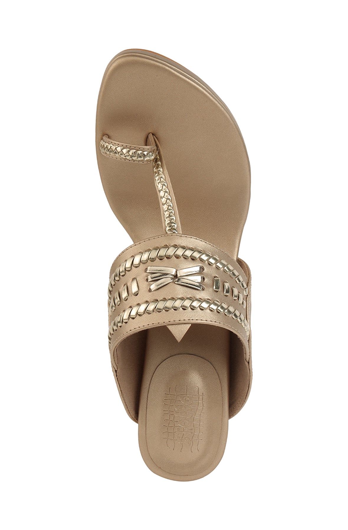 Weave High Block Heel Champagne