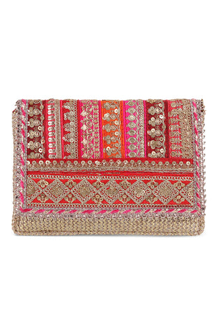 Red Embellished Clutch / Cross Body