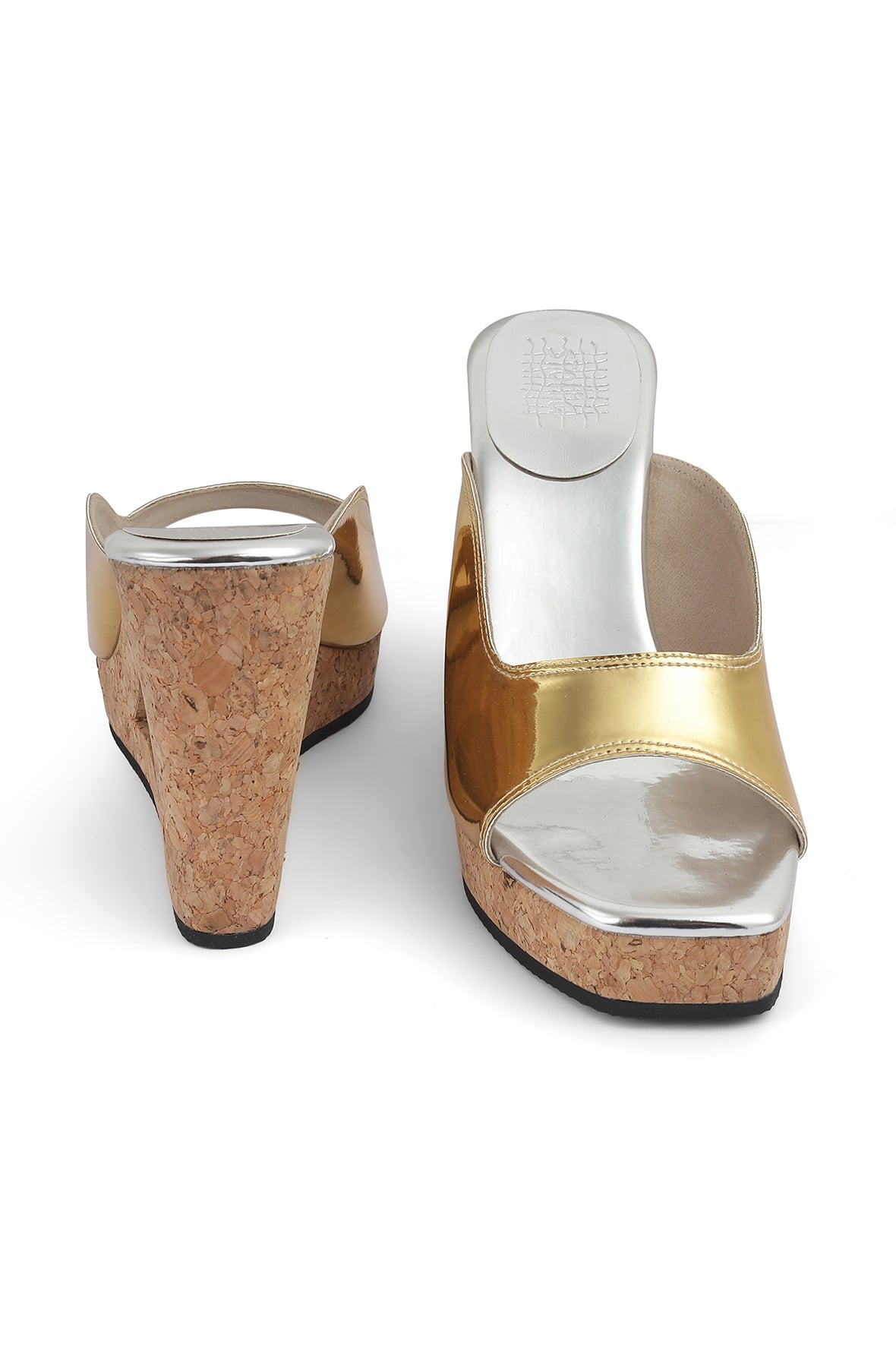 Silver Gold Metallic Structured Wedges
