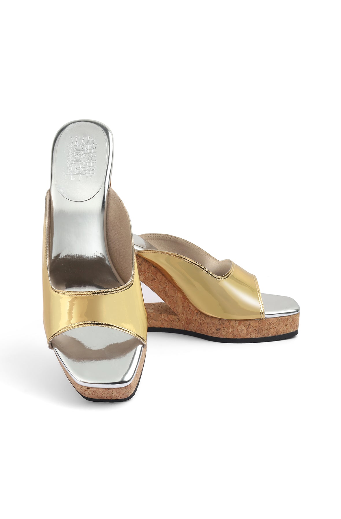 Silver Gold Metallic Structured Wedges