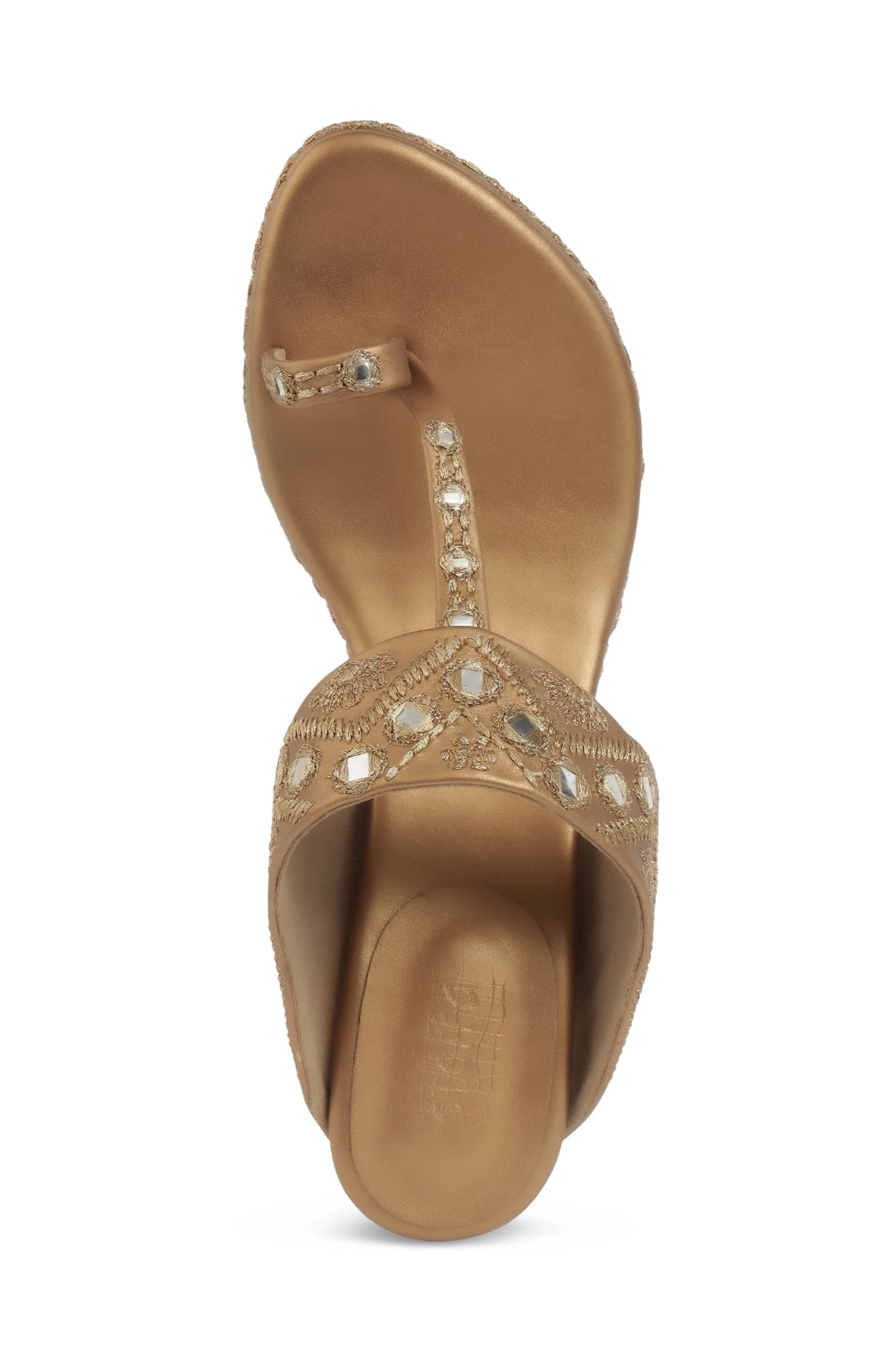 Embroidered K Block Heel Copper