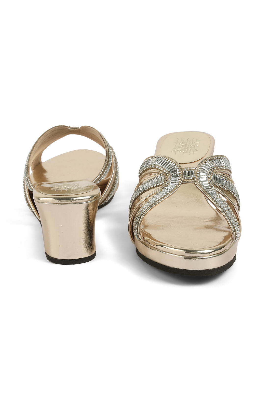 Crystal  Baguette Low Wedge Light Gold