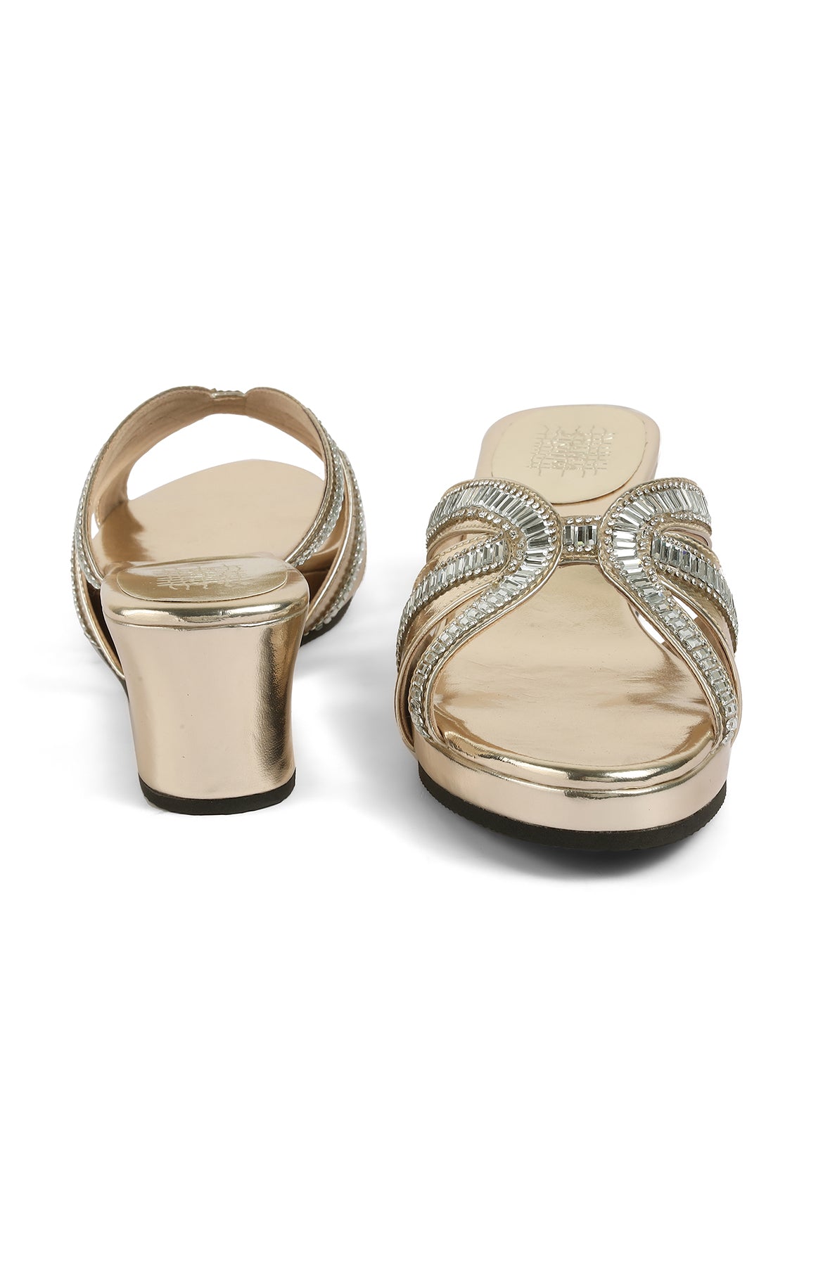 Crystal  Baguette Low Wedge Light Gold