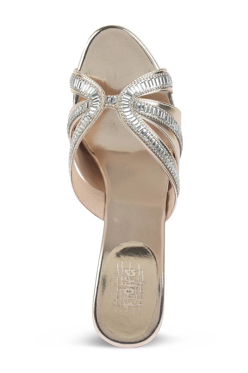 Crystal  Baguette High Wedge Light Gold