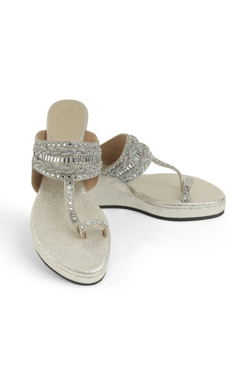 Crystal Braid Low K Wedge Light Gold