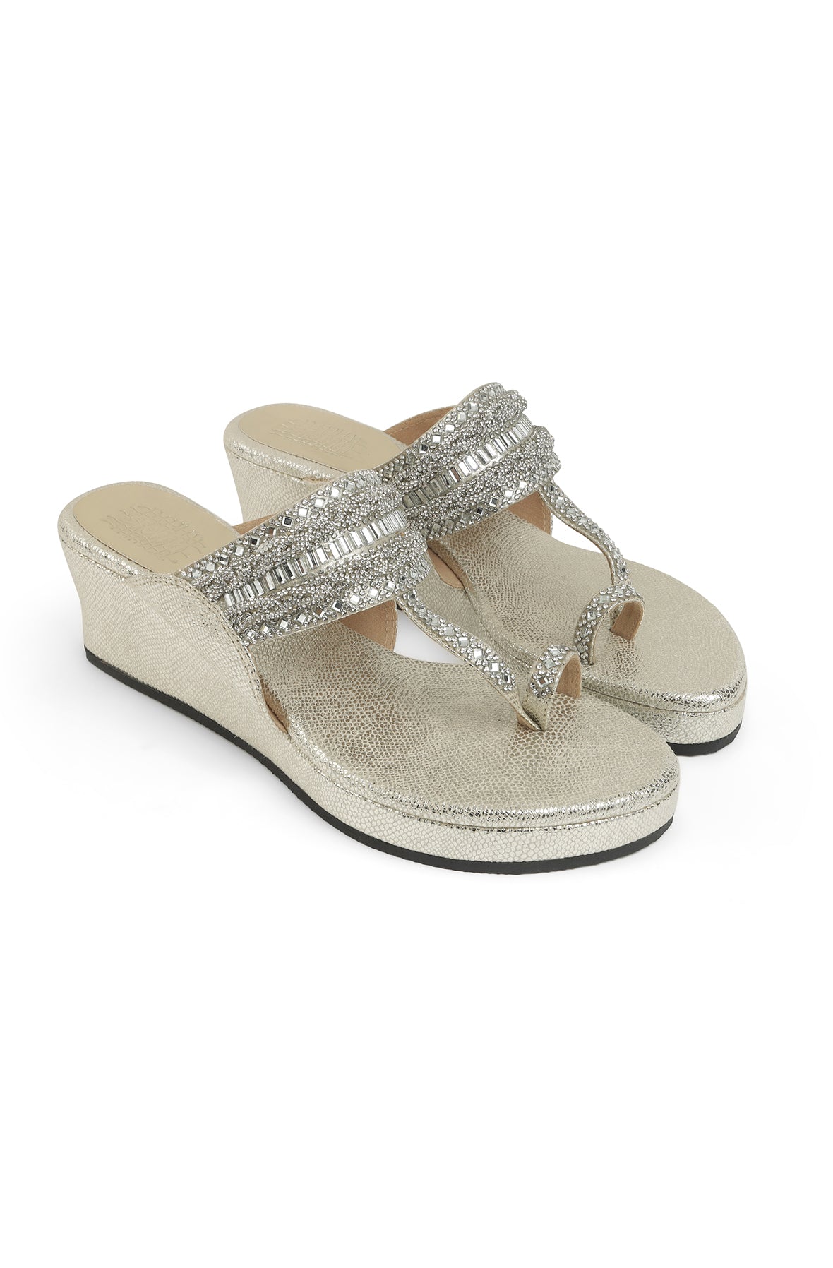 Crystal Braid Low K Wedge Light Gold