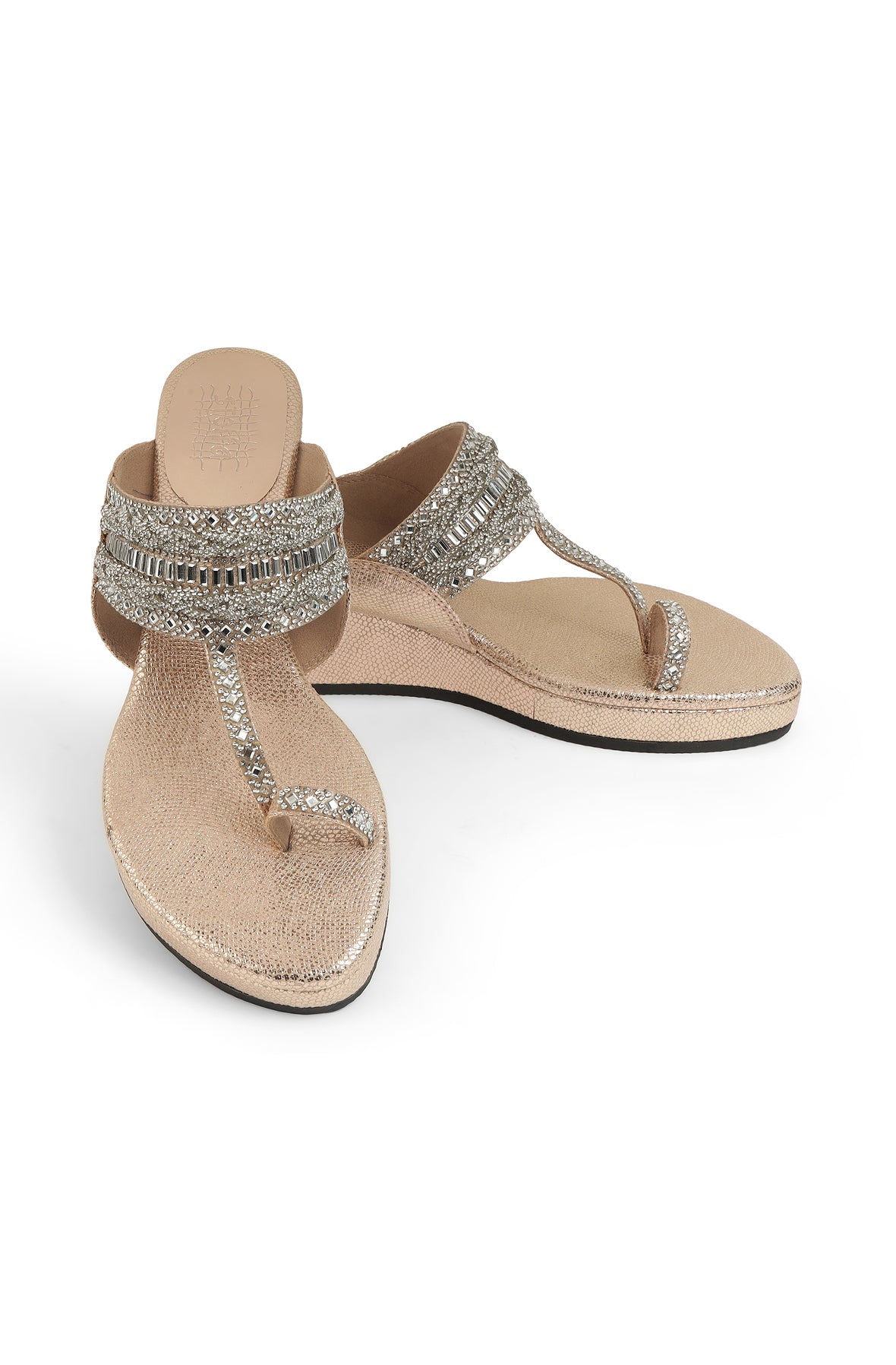 Crystal Braid Low K Wedge Rose Gold