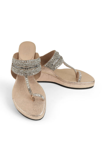 Crystal Braid Low K Wedge Rose Gold