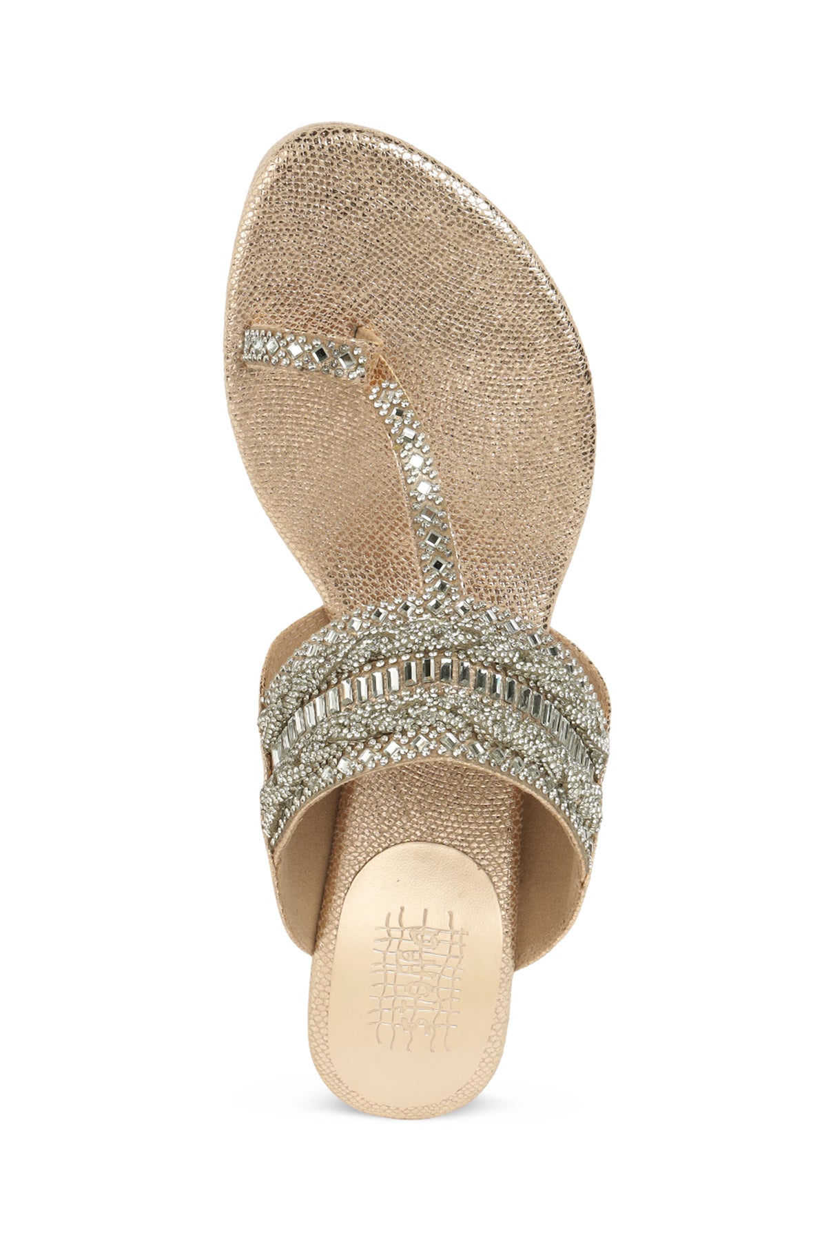 Crystal Braid Low K Wedge Rose Gold