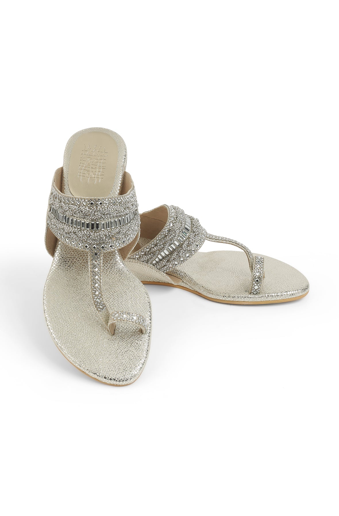 Crystal Braid 1'' Flats Light Gold