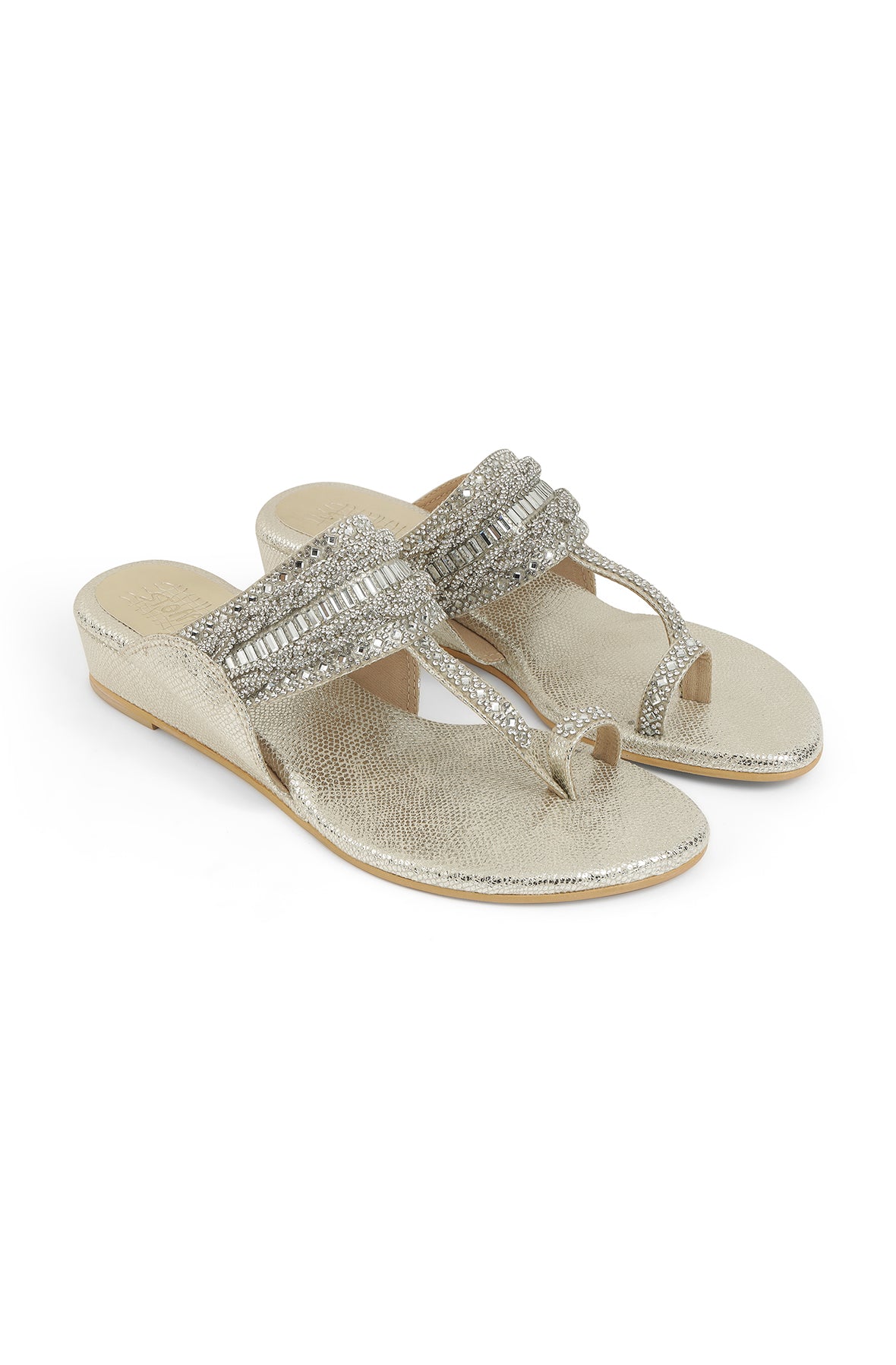 Crystal Braid 1'' Flats Light Gold