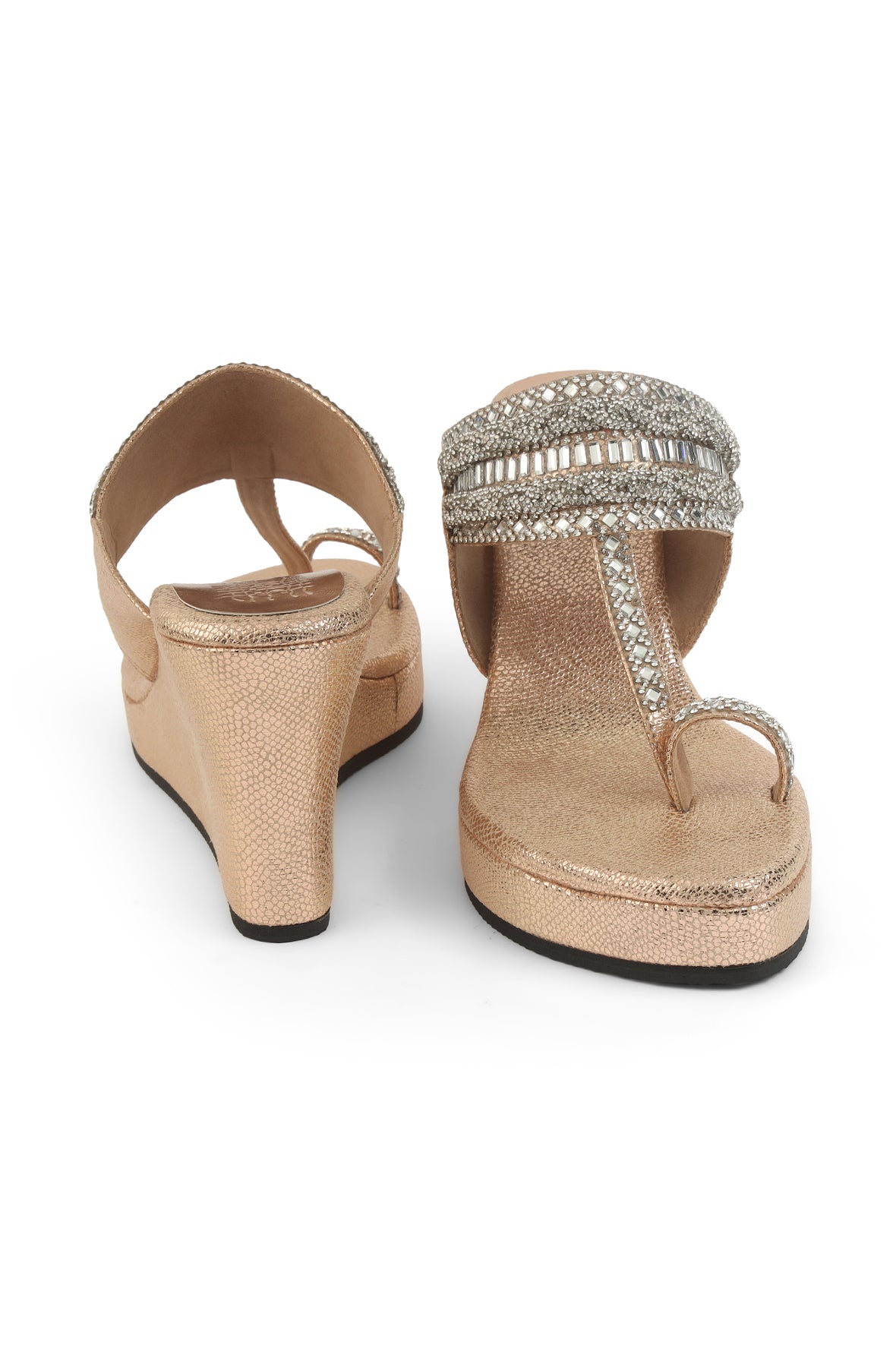 Crystal Braid K Wedge Rose Gold