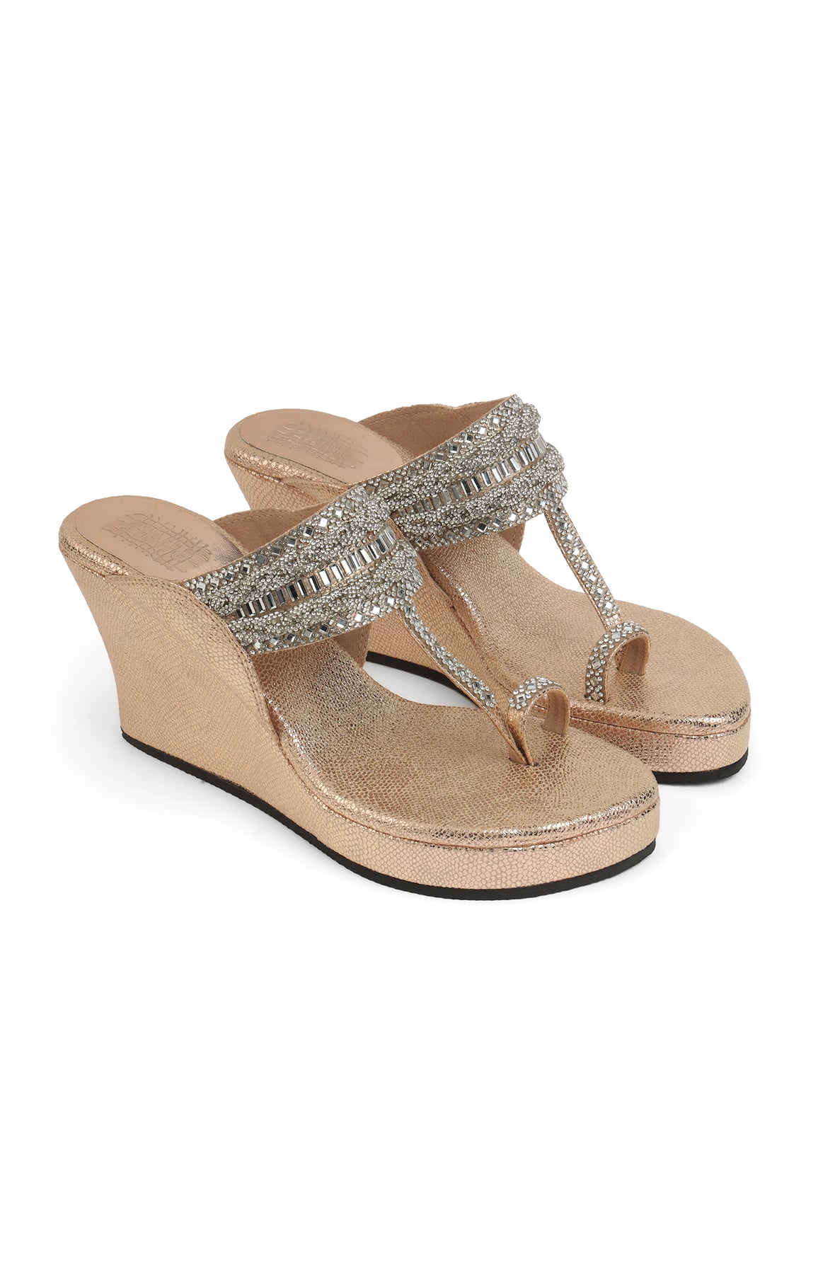 Crystal Braid K Wedge Rose Gold