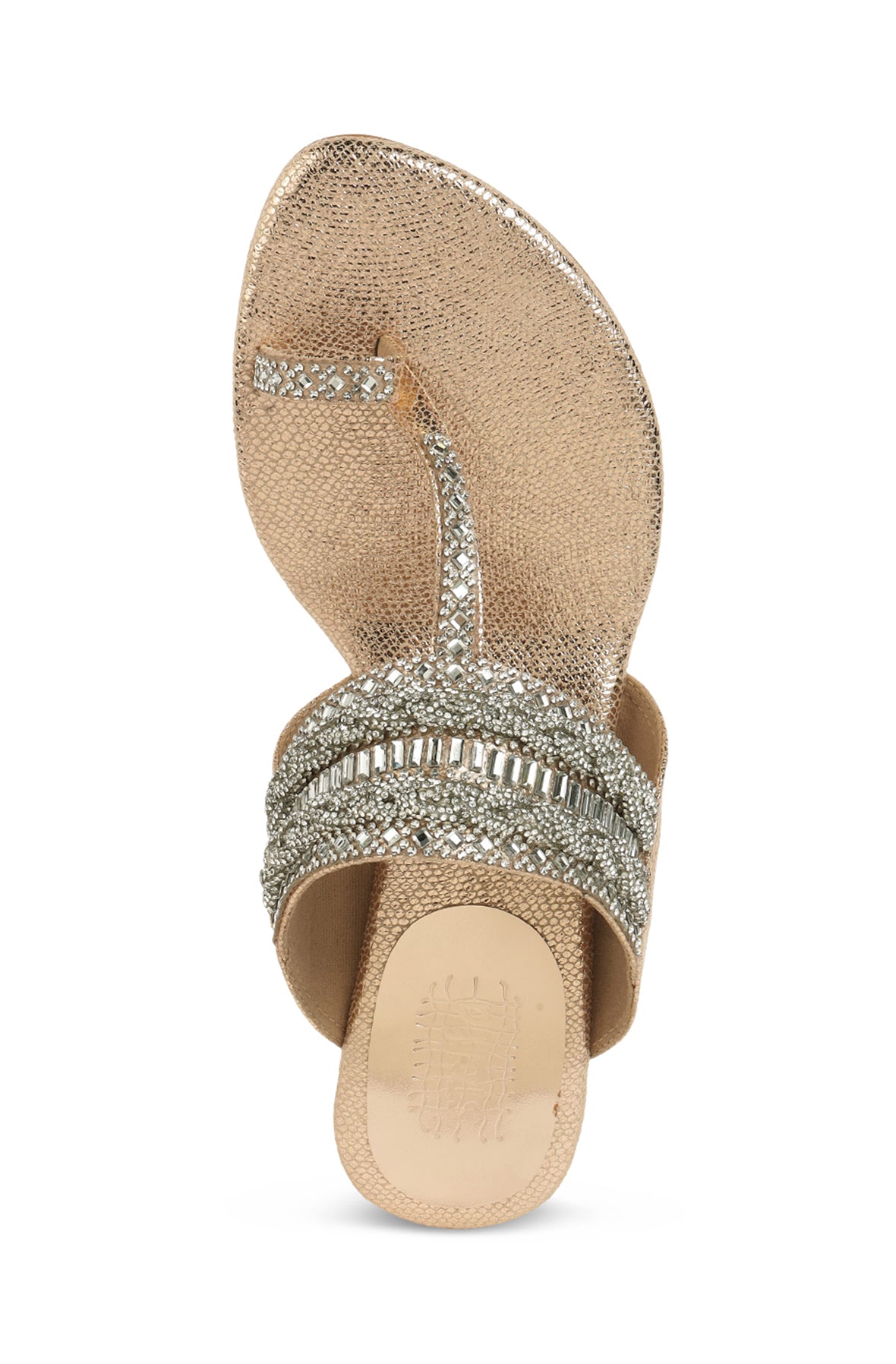 Crystal Braid 1'' Flats Rose Gold
