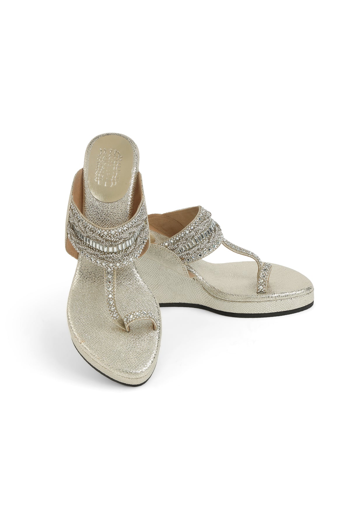Crystal Braid K Wedge Light Gold