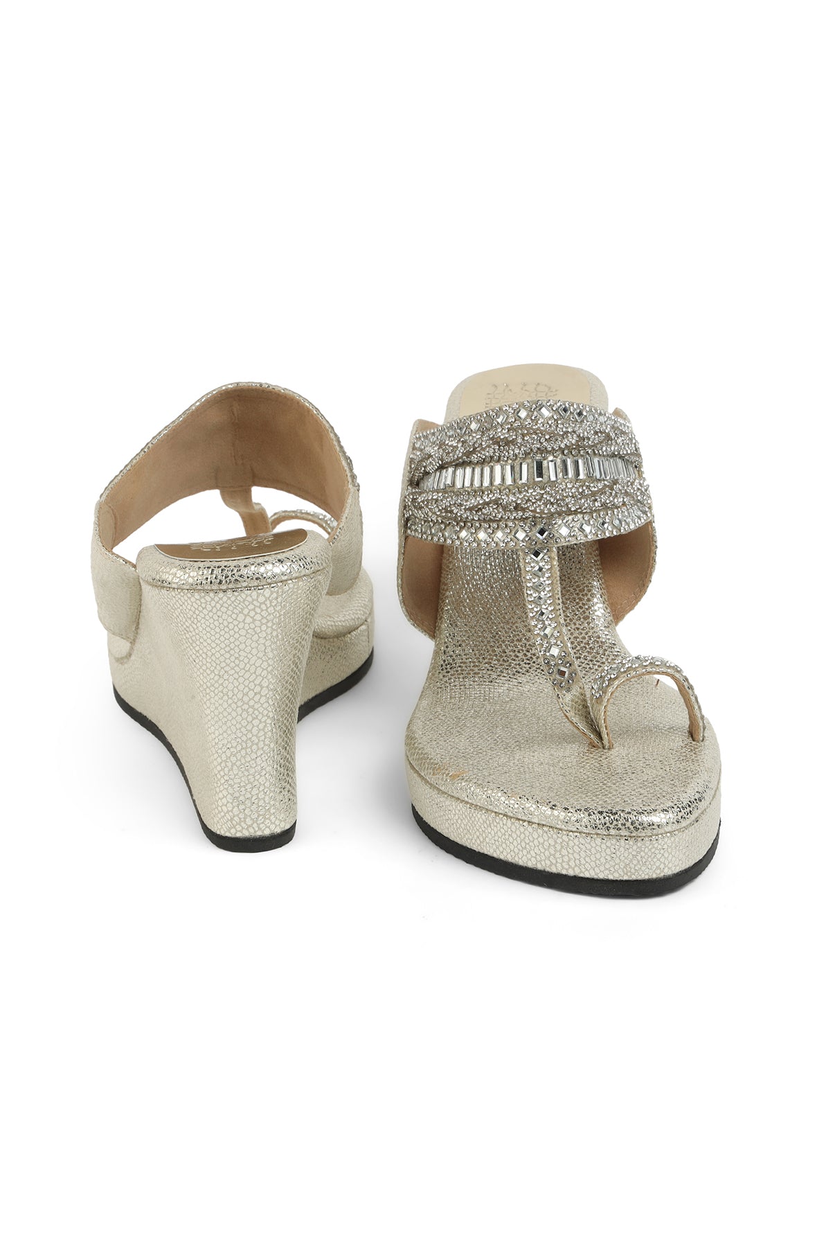 Crystal Braid K Wedge Light Gold