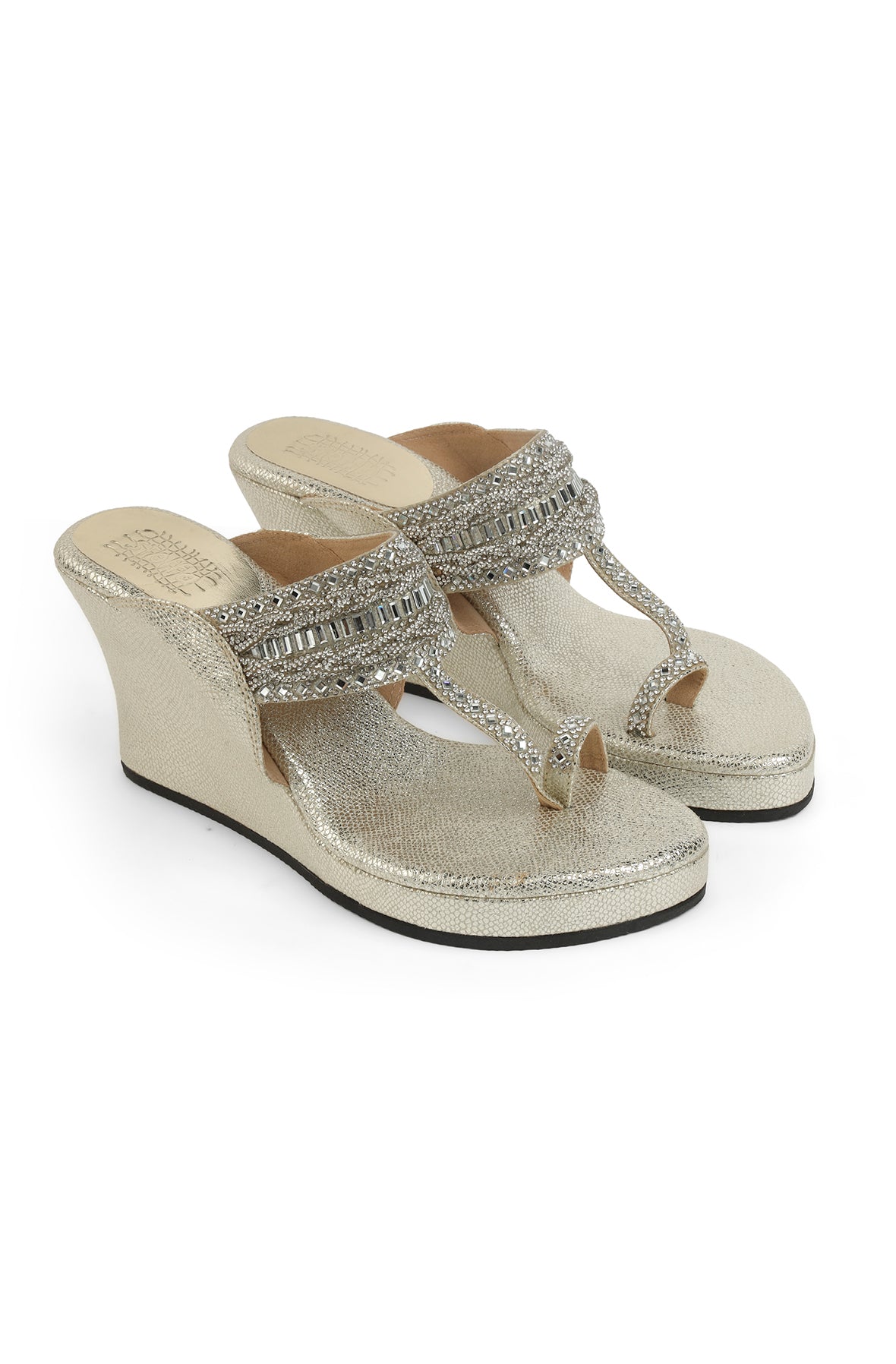 Crystal Braid K Wedge Light Gold