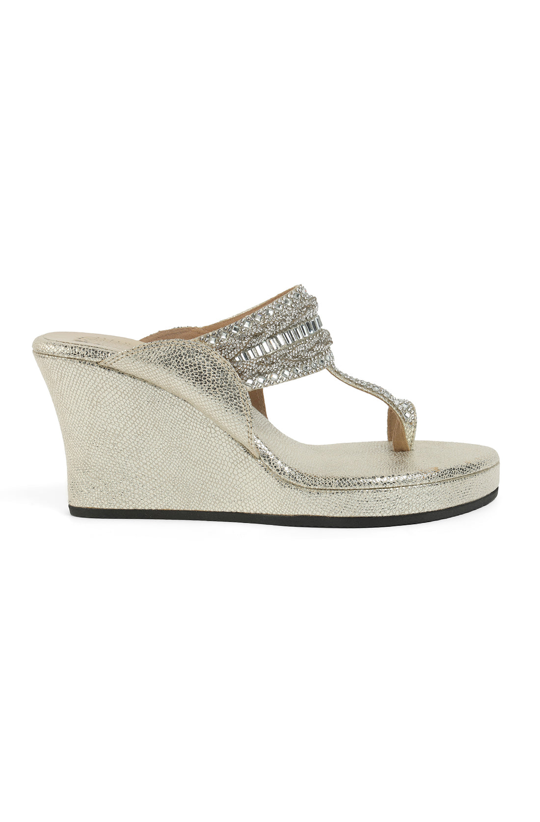 Crystal Braid K Wedge Light Gold
