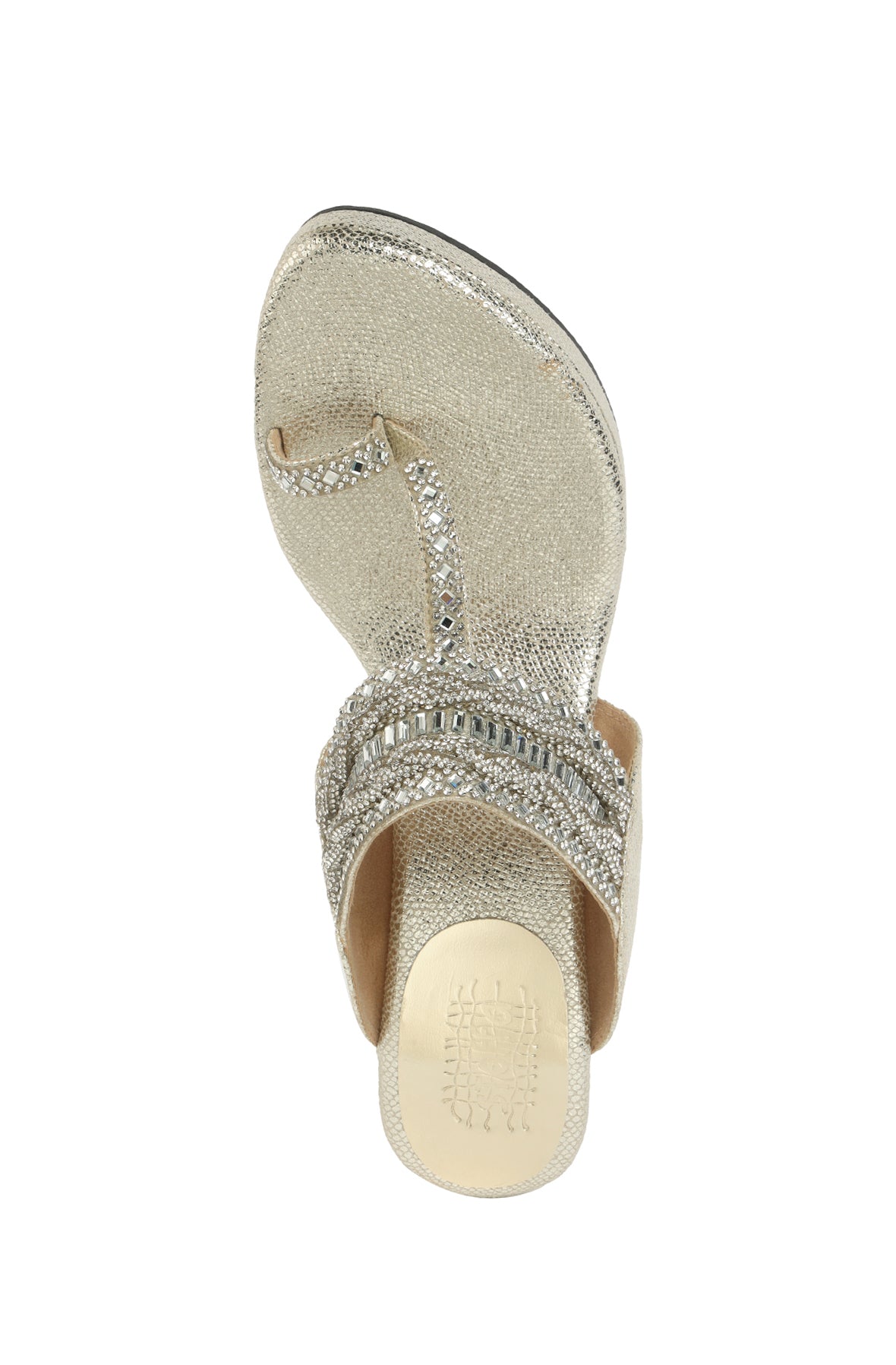 Crystal Braid K Wedge Light Gold