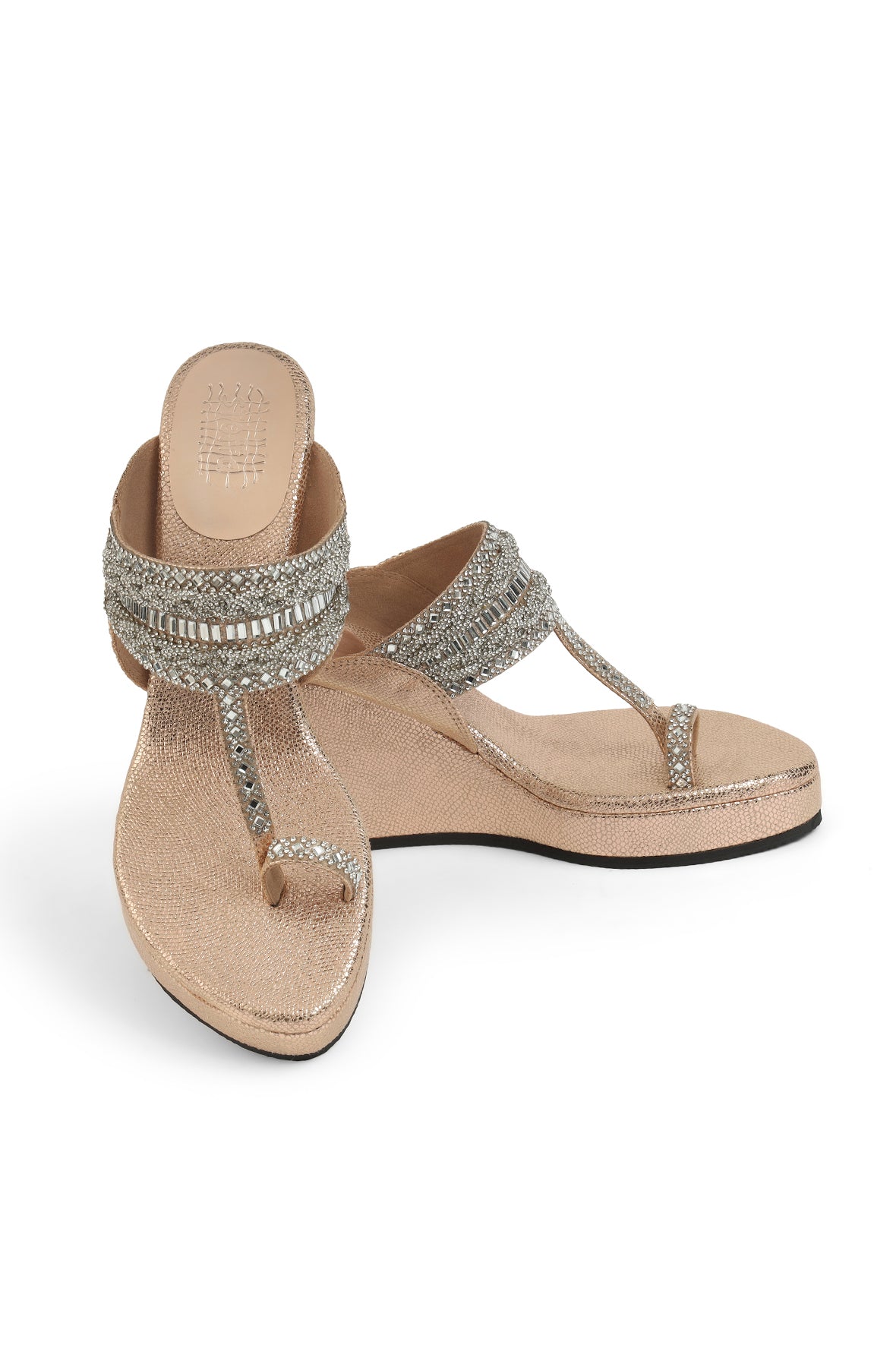 Crystal Braid K Wedge Rose Gold