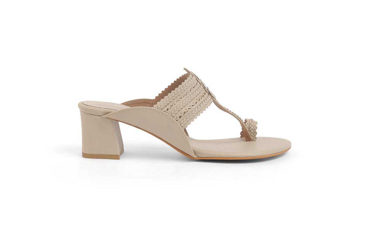 Classic K Low Block Heel Taupe