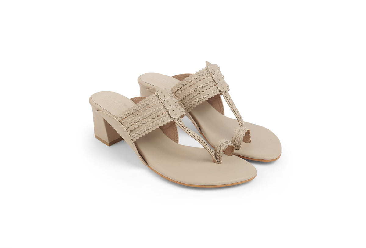 Classic K Low Block Heel Taupe