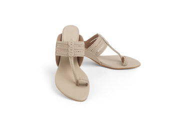 Classic K Low Block Heel Taupe