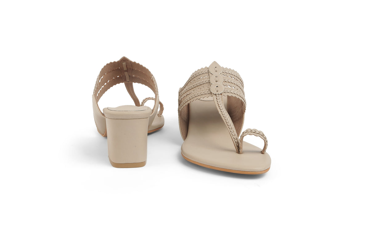 Classic K Low Block Heel Taupe