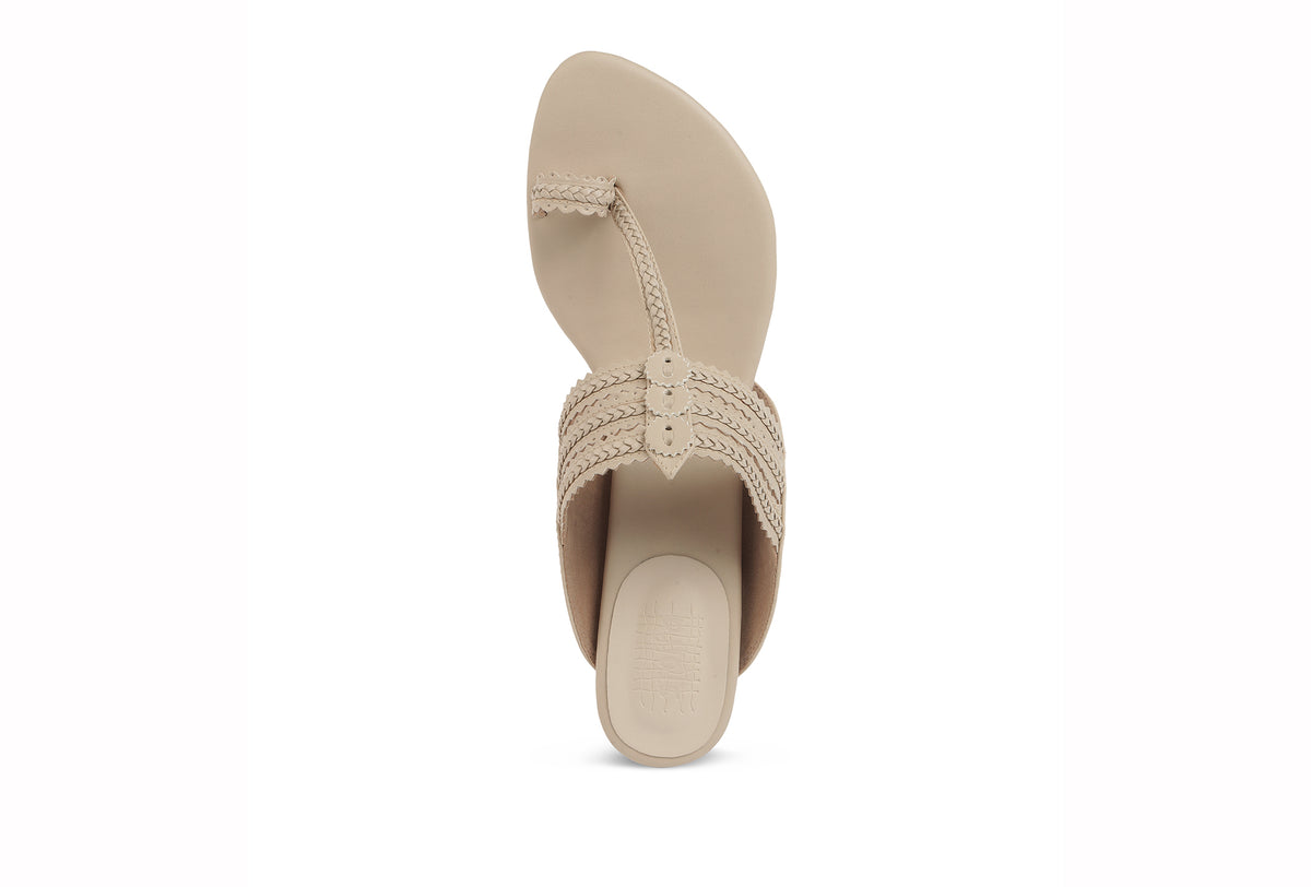 Classic K Low Block Heel Taupe