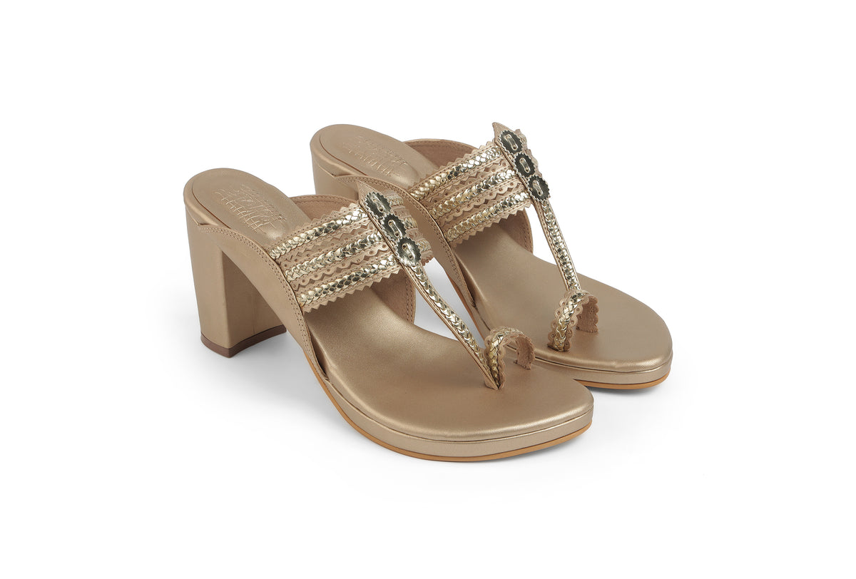 Classic High K Block Heel Champagne