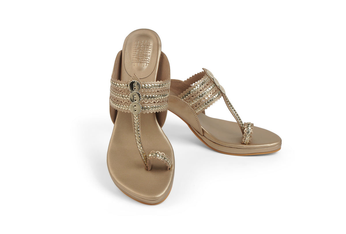 Classic High K Block Heel Champagne