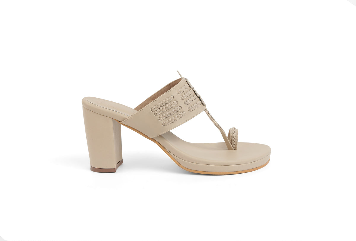 Classic High K Block Heel Taupe