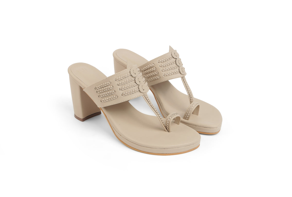 Classic High K Block Heel Taupe