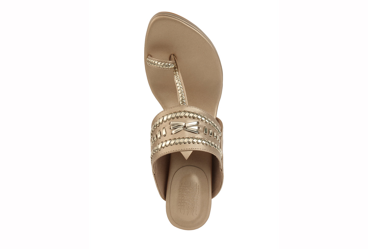 Weave High Block Heel Champagne
