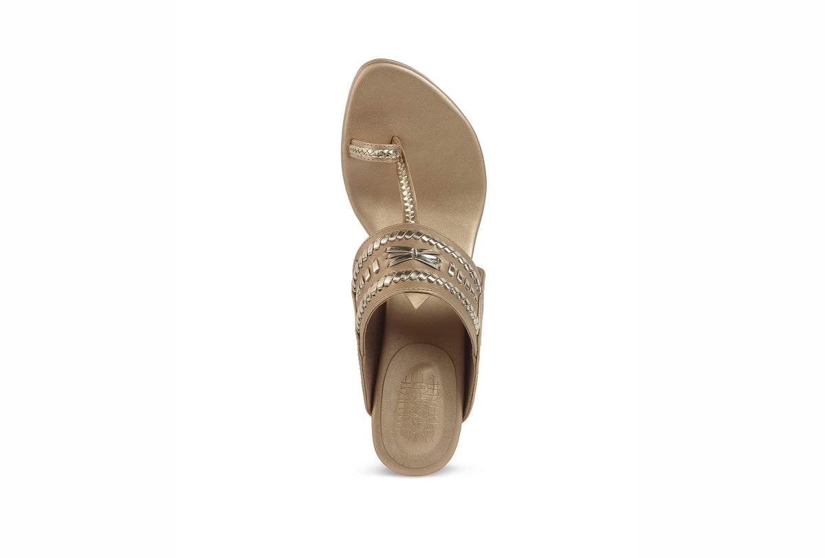 Weave Higher Block Heel Champagne