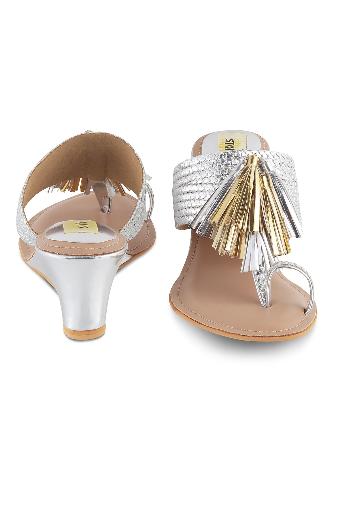 Tassle Low K Wedges Silver Gold