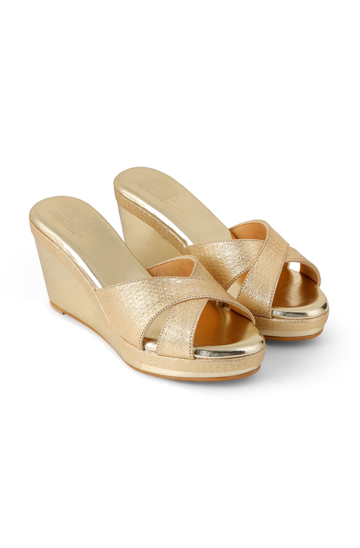 Cross Strap High K Wedge Silver