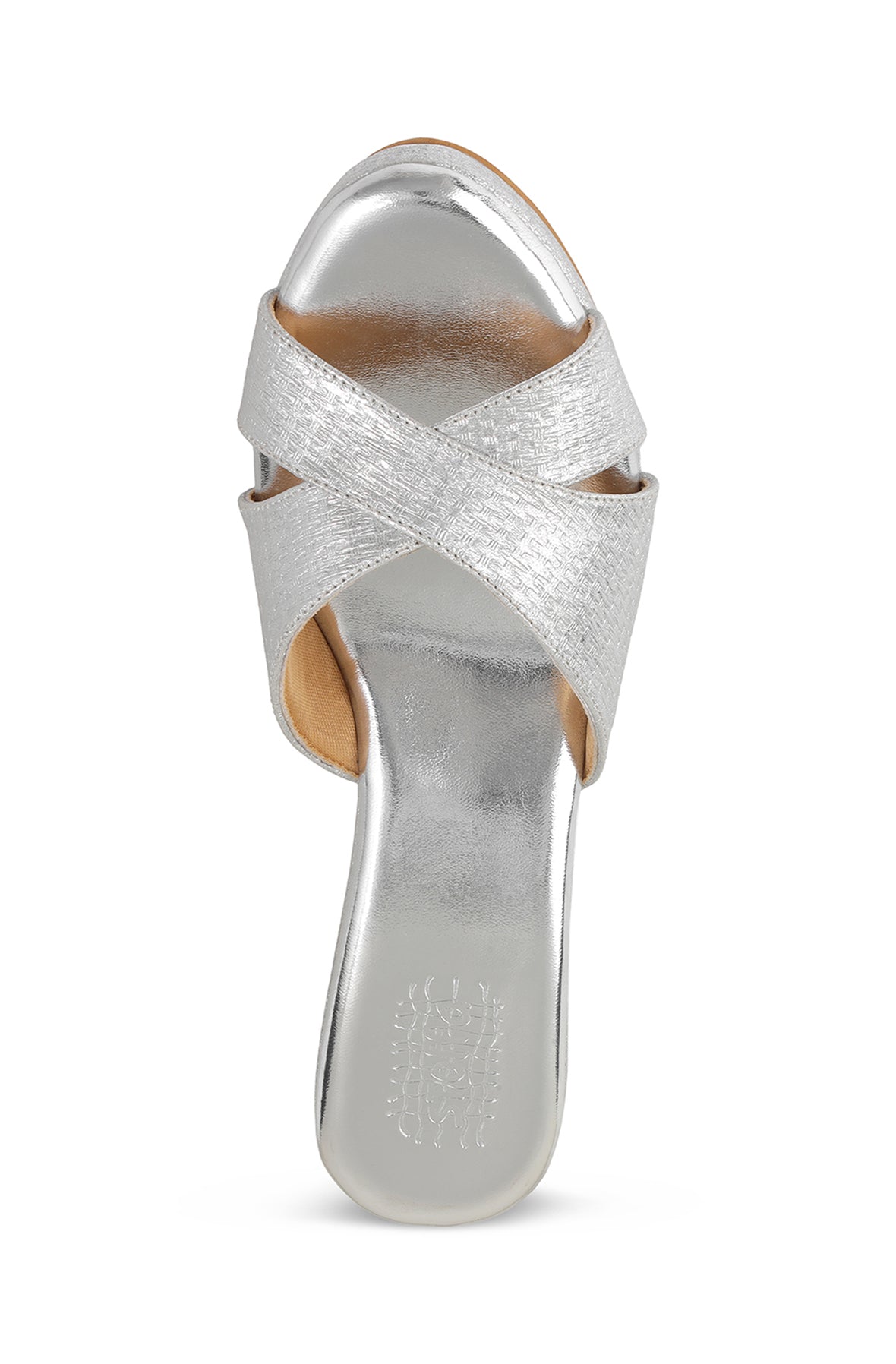Cross Strap High K Wedge Silver