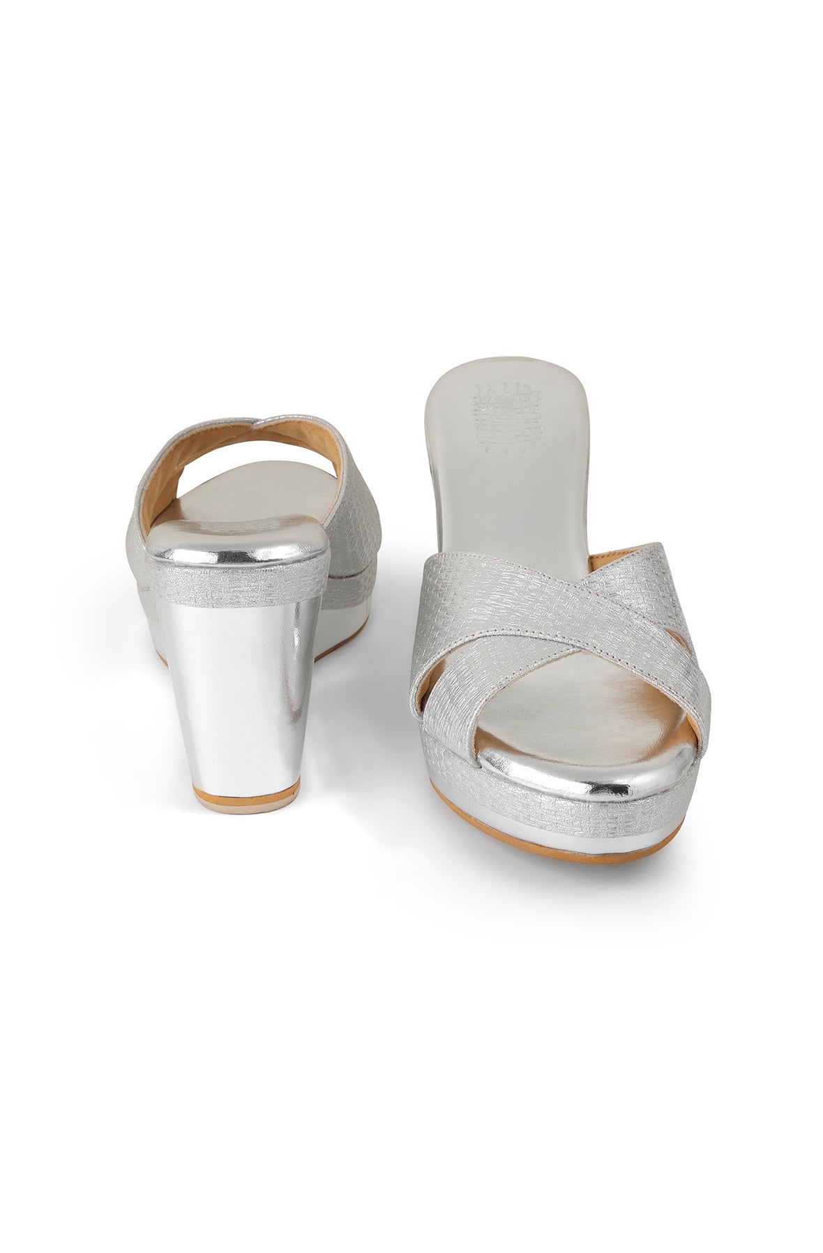 Cross Strap High K Wedge Silver