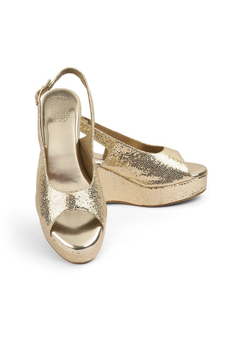 Blingy Peeptoe Wedges Gold