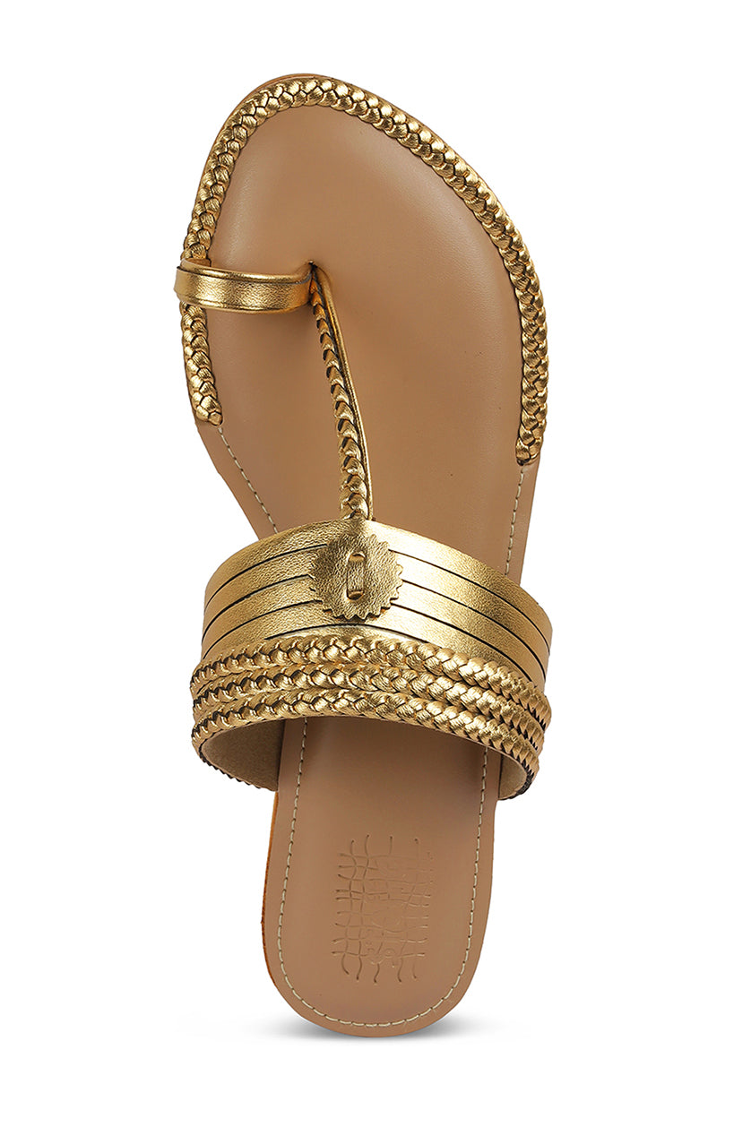 Strip Braid K Flats Gold