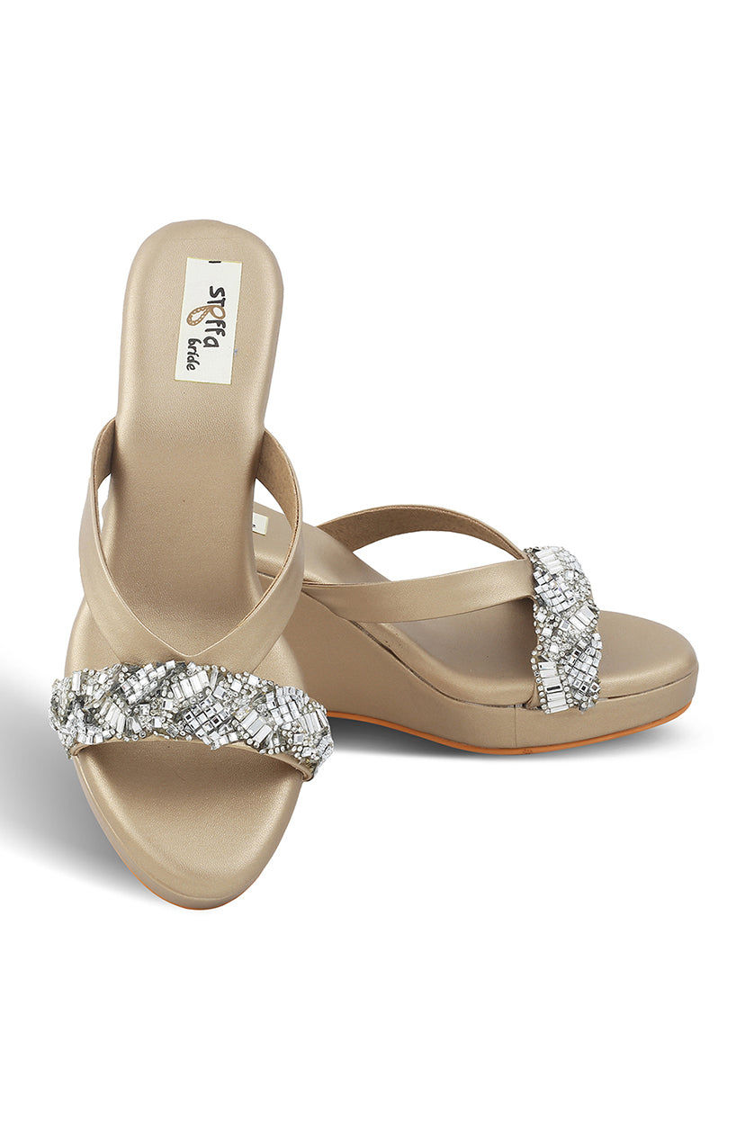 Crystal High Wedge Matte Silver