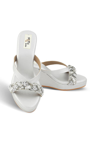 Crystal High Wedge Matte Silver