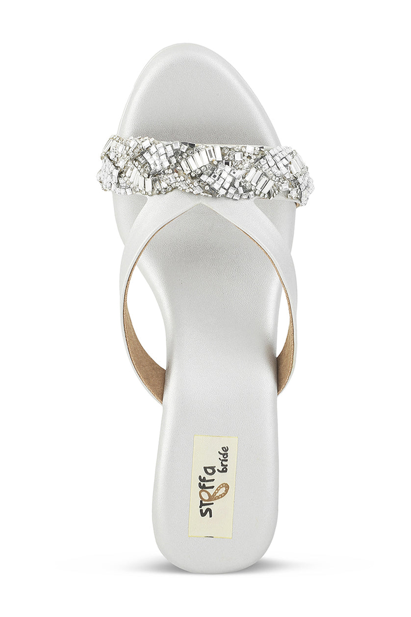 Crystal High Wedge Matte Silver