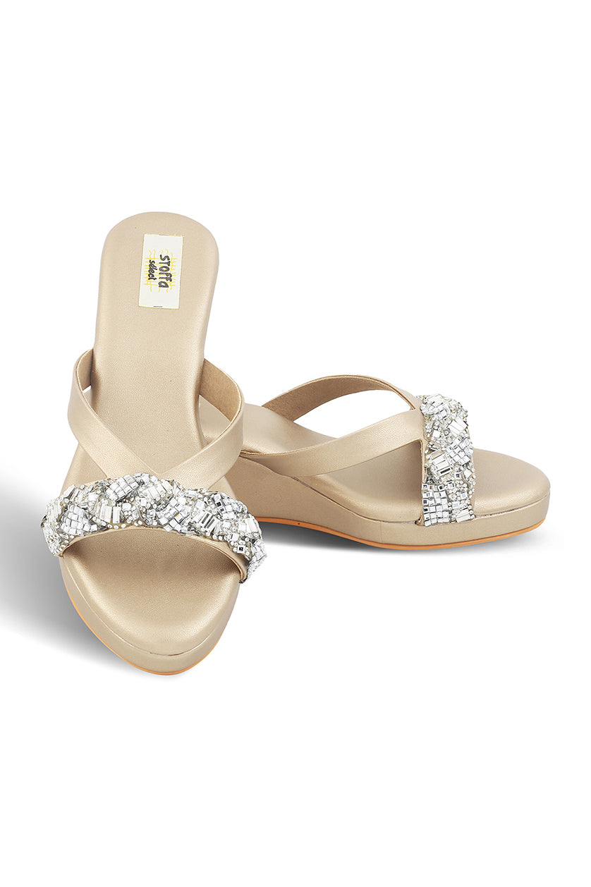 Crystal Low Wedge Matte Silver