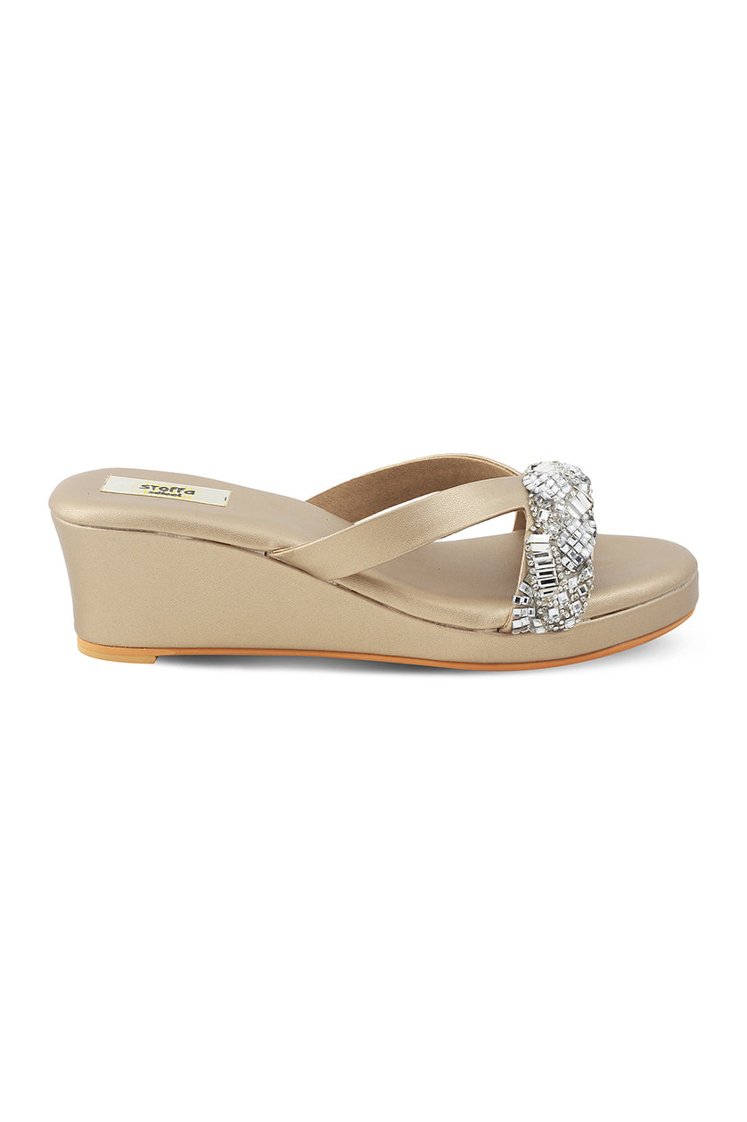 Crystal Low Wedge Matte Silver