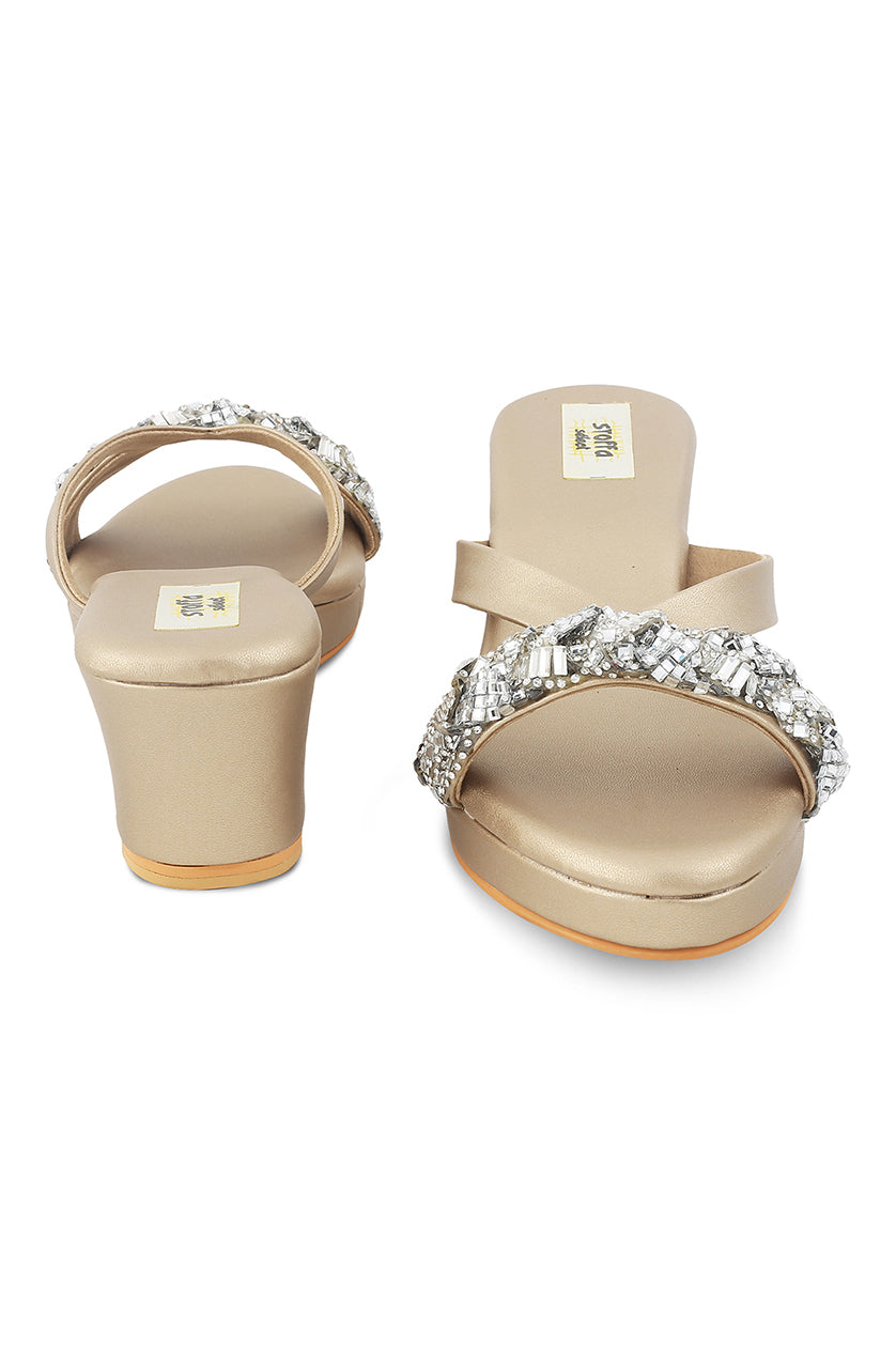 Crystal Low Wedge Champagne